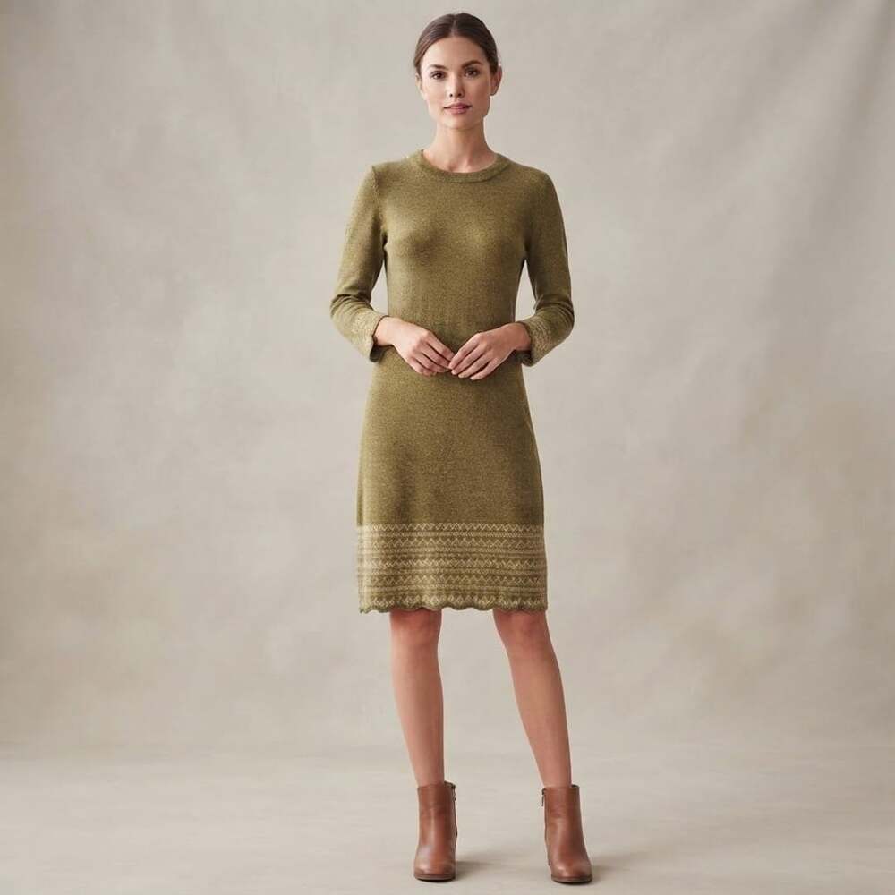 The Territory Ahead Merino Wool Blend Long Sleeve Sweater Dress Size S Olive